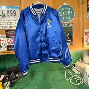Vintage Royals Satin Bomber Jacket in Blue Nice Shape